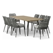 Pemberly Row 9-Piece Outdoor Extendable Dining Set in Grey with Acacia Wood