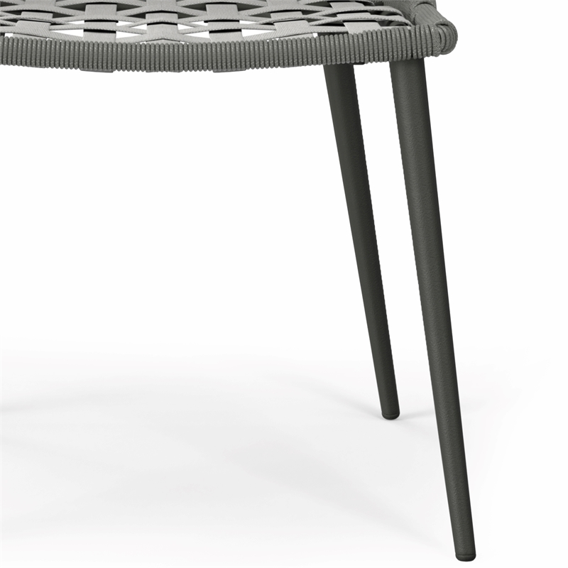 Pemberly Row Outdoor Dining Chair Set of 2 with Woven Rope in Gray