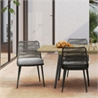 Pemberly Row Outdoor Dining Chair Set of 2 with Woven Rope in Gray