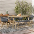 Pemberly Row Contemporary 6 Piece Outdoor Dining Set in Light Teak/Pebble Gray