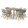 Pemberly Row Contemporary 7 Piece Outdoor Dining Set in Taupe Finish