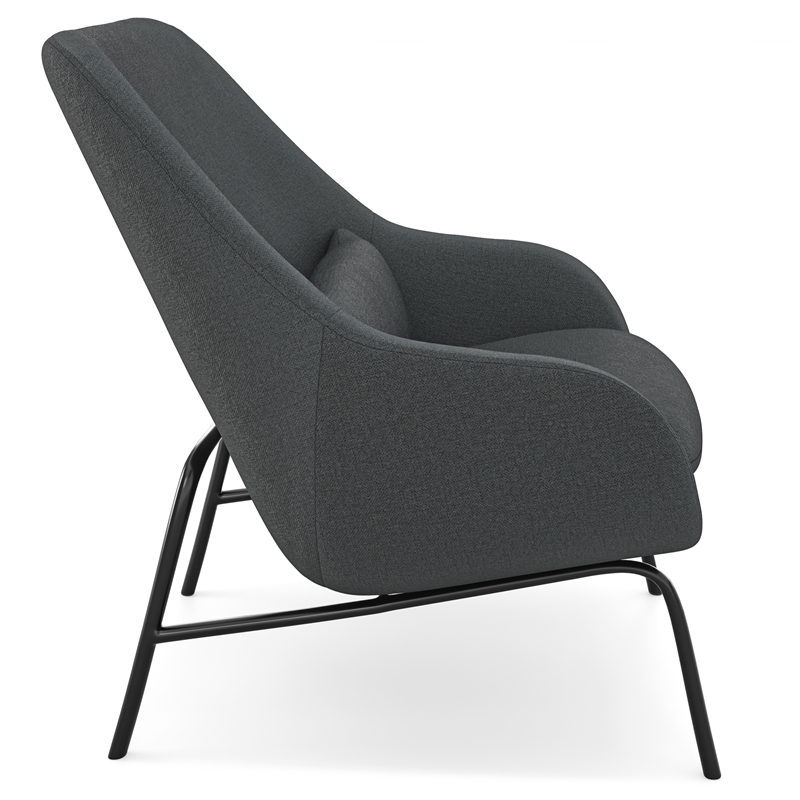 Pemberly Row Mid Century Accent Chair in Steel Grey Linen with Pillow