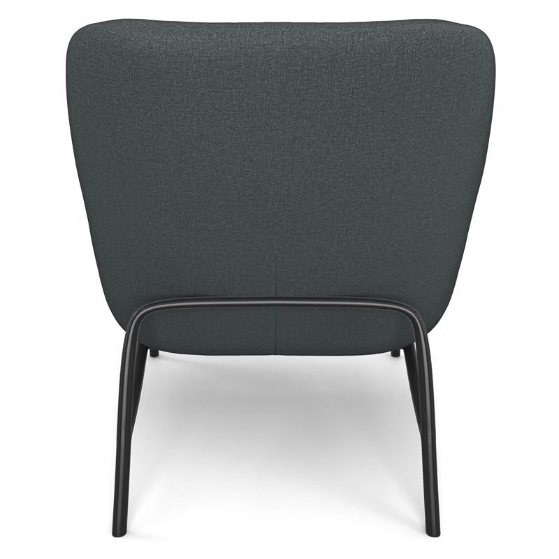 Pemberly Row Mid Century Accent Chair in Steel Grey Linen with Pillow