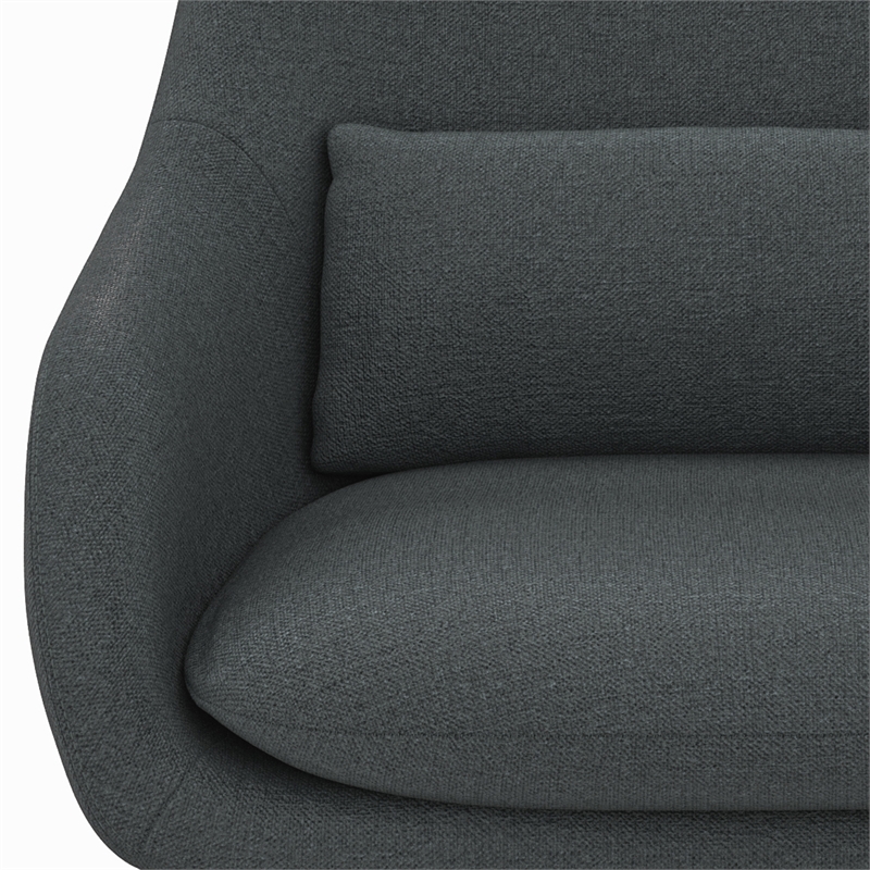 Pemberly Row Mid Century Accent Chair in Steel Grey Linen with Pillow