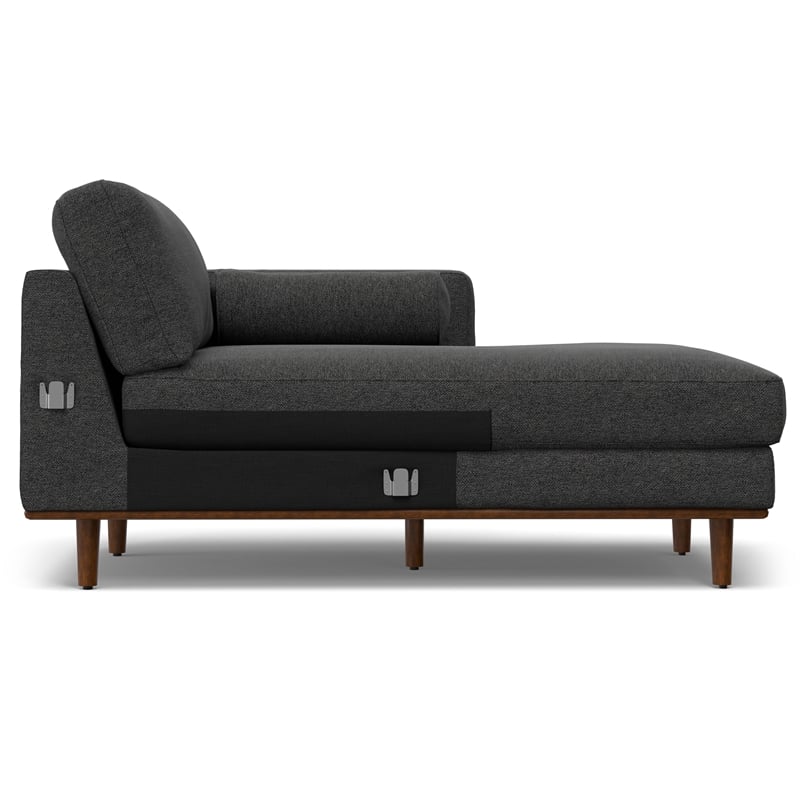 Pemberly Row Right Sectional Sofa in Charcoal Grey Woven-Blend Fabric
