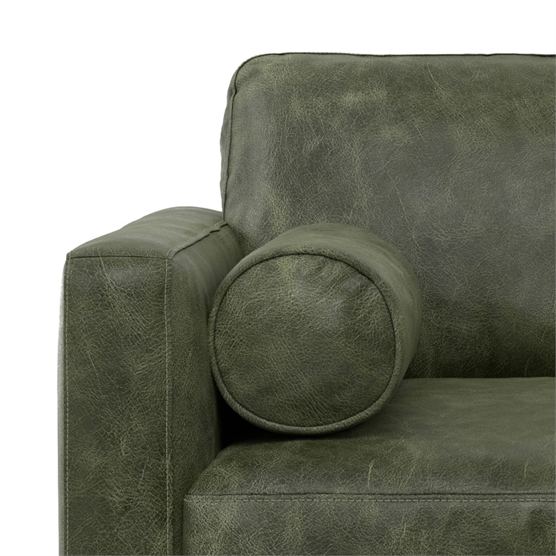 Pemberly Row Mid-Century Modern Armchair in Moss Green Genuine Leather