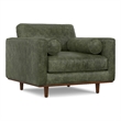 Pemberly Row Mid-Century Modern Armchair in Moss Green Genuine Leather