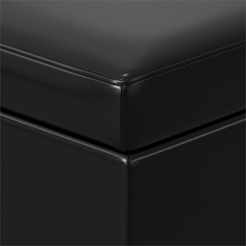 Pemberly Row Storage Ottoman Bench in Midnight Black Vegan Leather