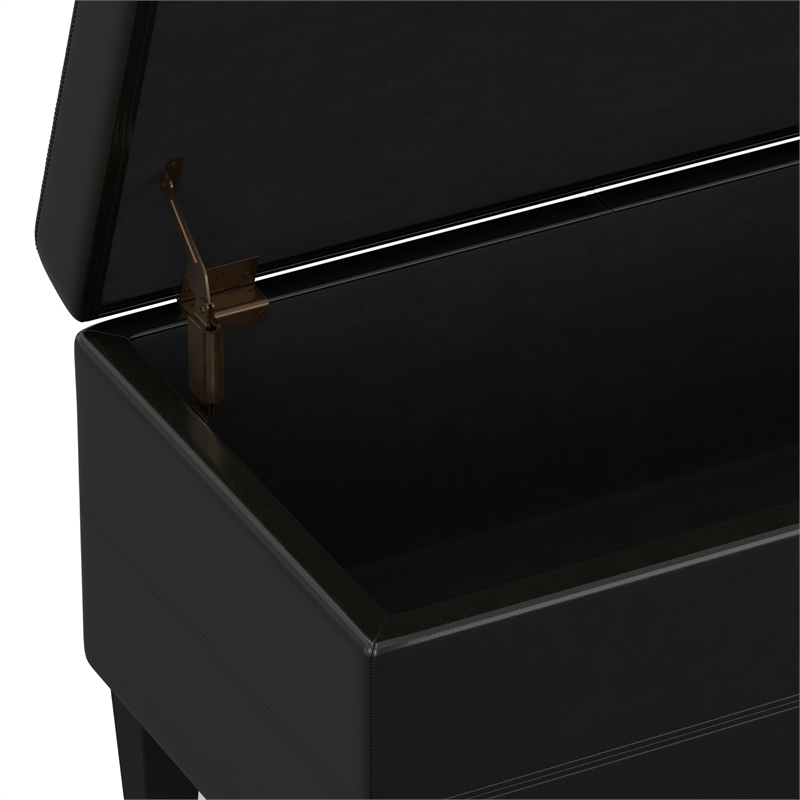 Pemberly Row Storage Ottoman Bench in Midnight Black Vegan Leather