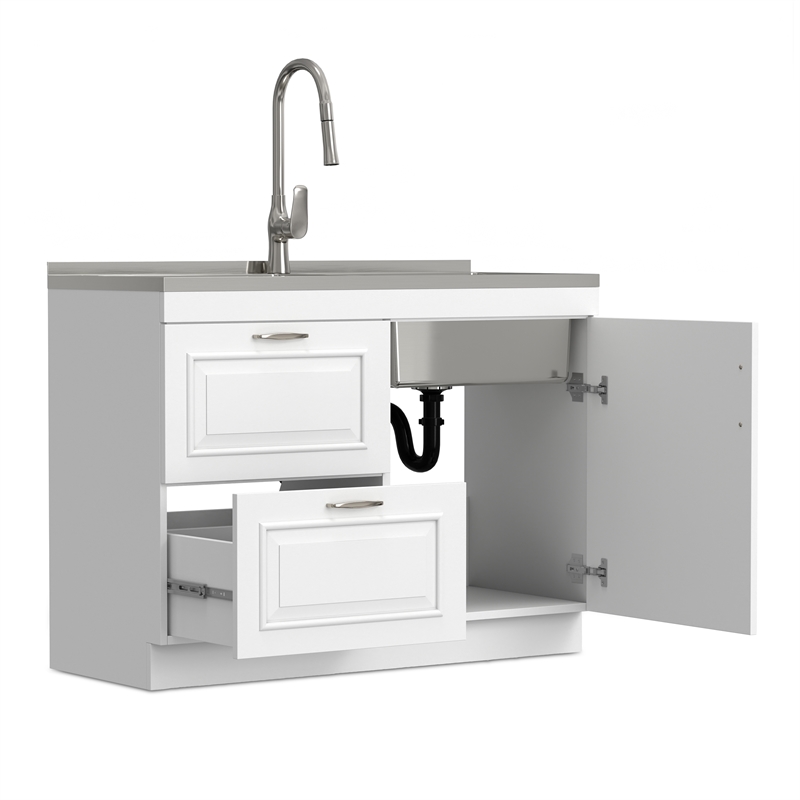 Pemberly Row 46-Inch Utility Sink and Cabinet in Pure White