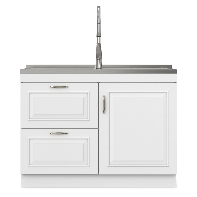 Pemberly Row 46-Inch Utility Sink and Cabinet in Pure White
