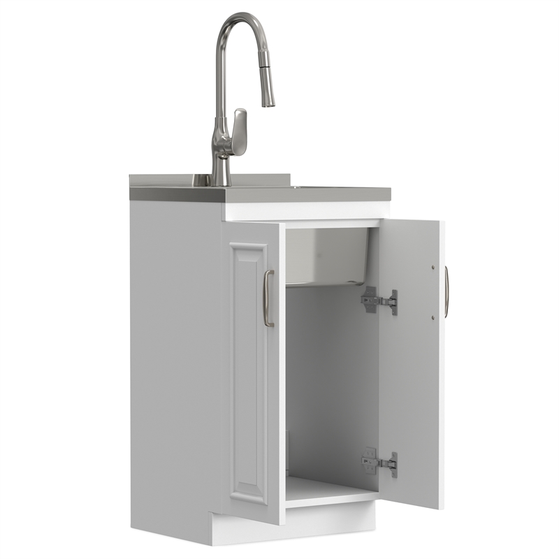 Pemberly Row 20-Inch Utility Sink and Cabinet in Pure White