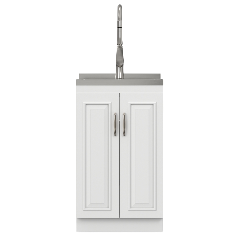 Pemberly Row 20-Inch Utility Sink and Cabinet in Pure White