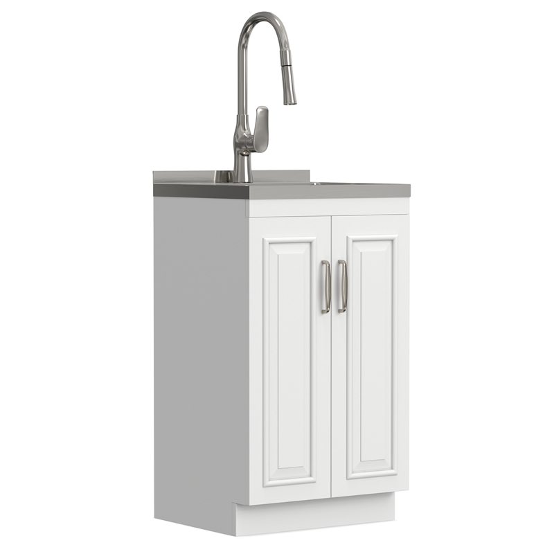 Pemberly Row 20-Inch Utility Sink and Cabinet in Pure White