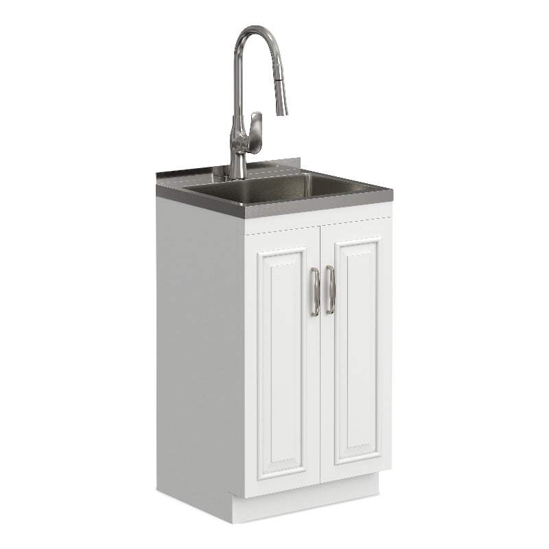 Pemberly Row 20-Inch Utility Sink and Cabinet in Pure White