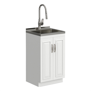 Pemberly Row 20-Inch Utility Sink and Cabinet in Pure White