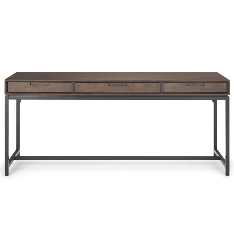 Pemberly Row Solid Rubberwood Industrial Desk Walnut Brown 72