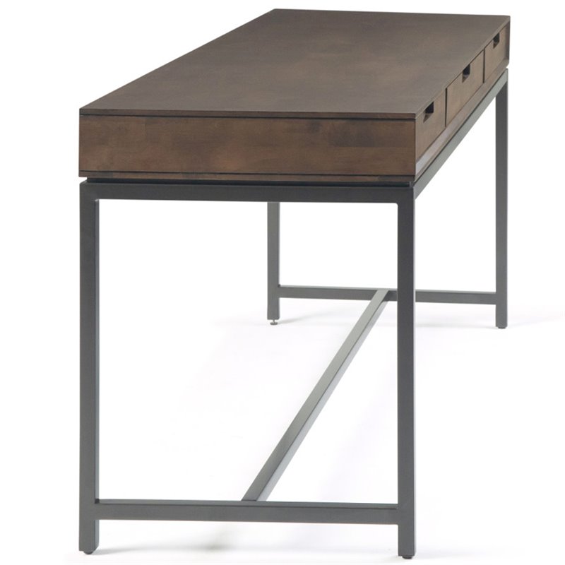 Pemberly Row Solid Rubberwood Industrial Desk Walnut Brown 72