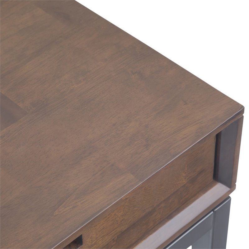 Pemberly Row Solid Rubberwood Industrial Desk Walnut Brown 72