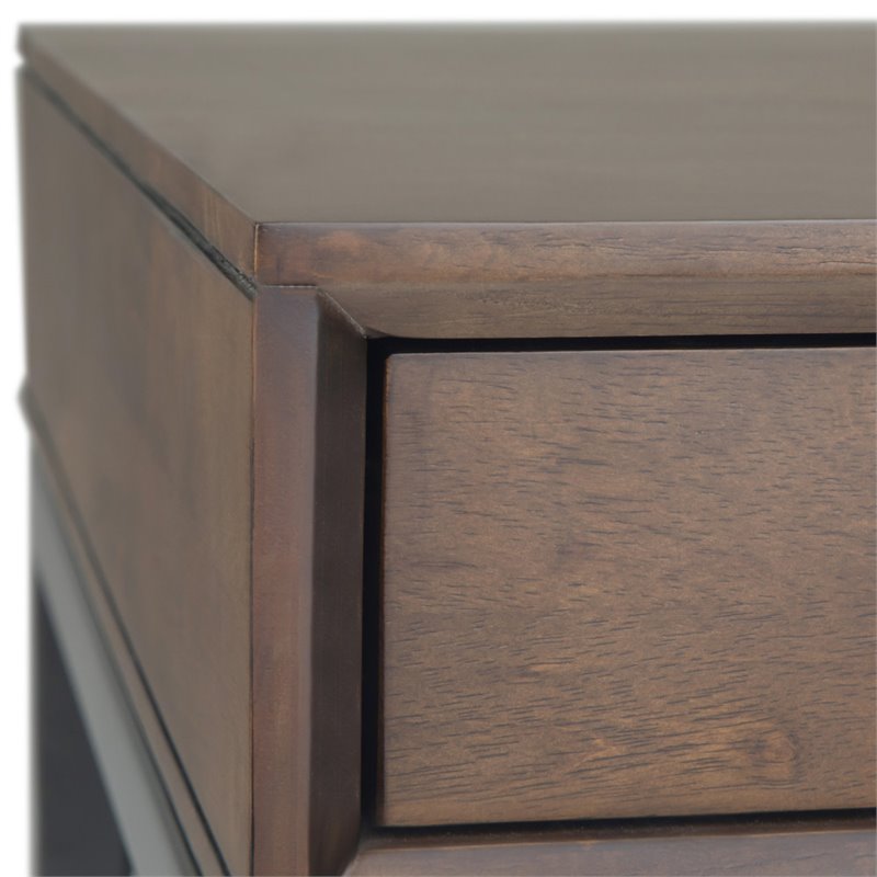 Pemberly Row Solid Rubberwood Industrial Desk Walnut Brown 72