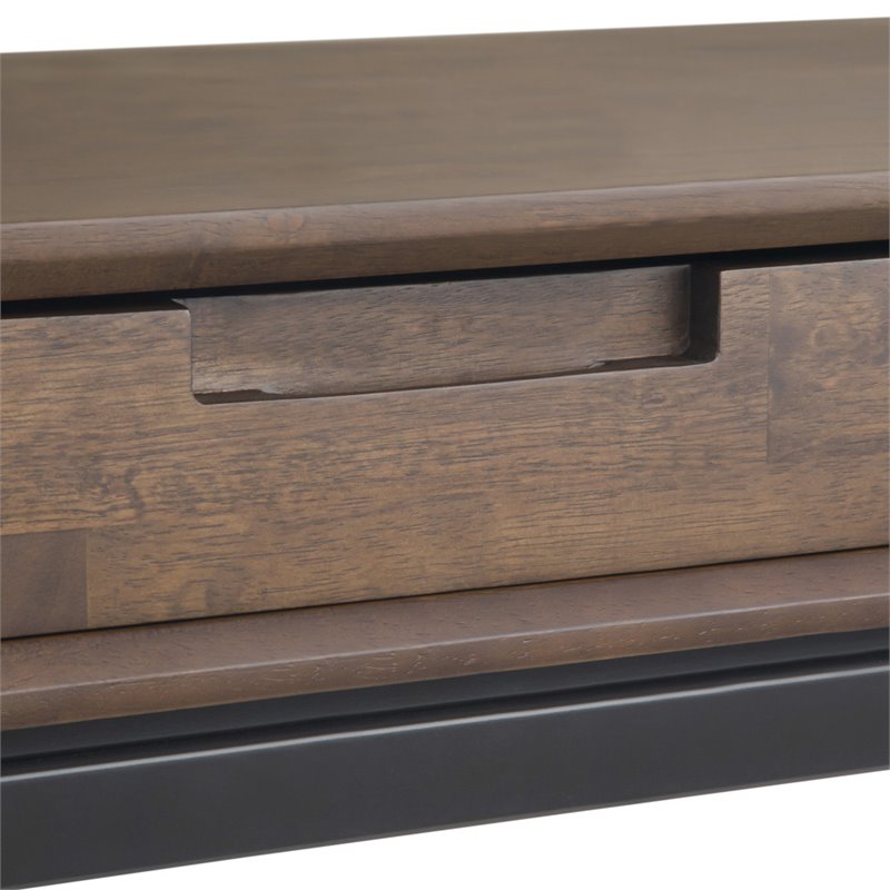 Pemberly Row Solid Rubberwood Industrial Desk Walnut Brown 72