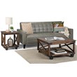 Pemberly Row Mango Wood Square Coffee Table in Distressed Dark Brown