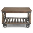 Pemberly Row Mango Wood Square Coffee Table in Distressed Dark Brown