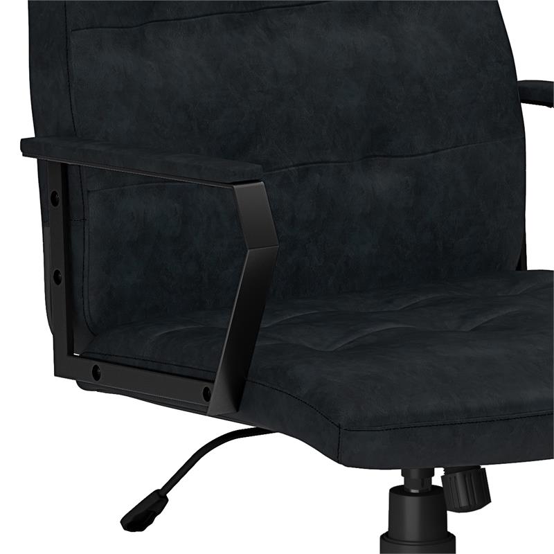 Pemberly Row Adjustable Swivel Office Chair in Distressed Blue Faux Leather