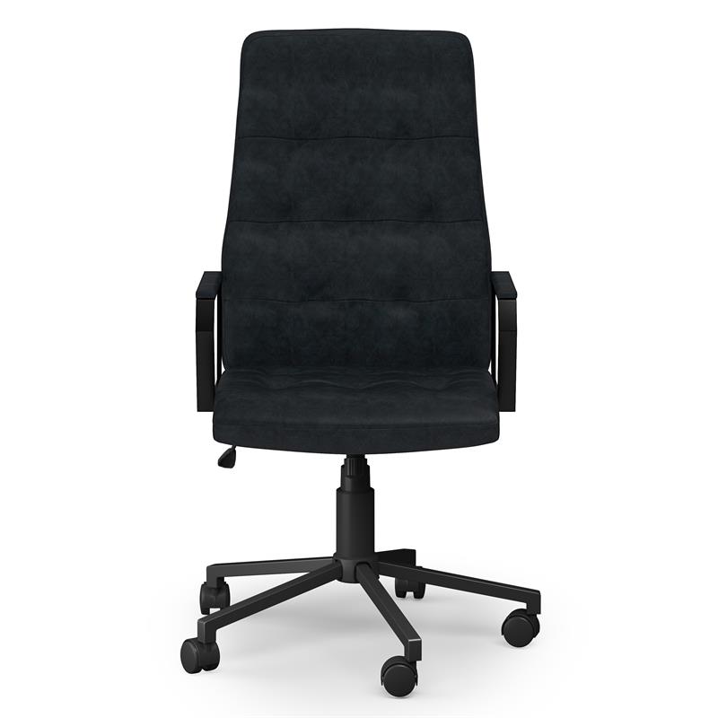 Pemberly Row Adjustable Swivel Office Chair in Distressed Blue Faux Leather