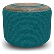 Pemberly Row Round Braided Pouf in Deep Aqua Cotton