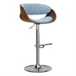 Pemberly Row Adjustable Swivel Bar Stool in Denim Blue Fabric
