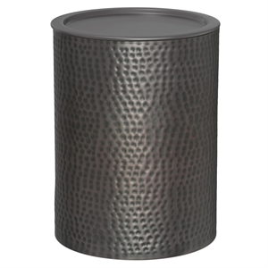 Pemberly Row Metal Cylinder Accent Table in Hammered Antique Copper 16 in