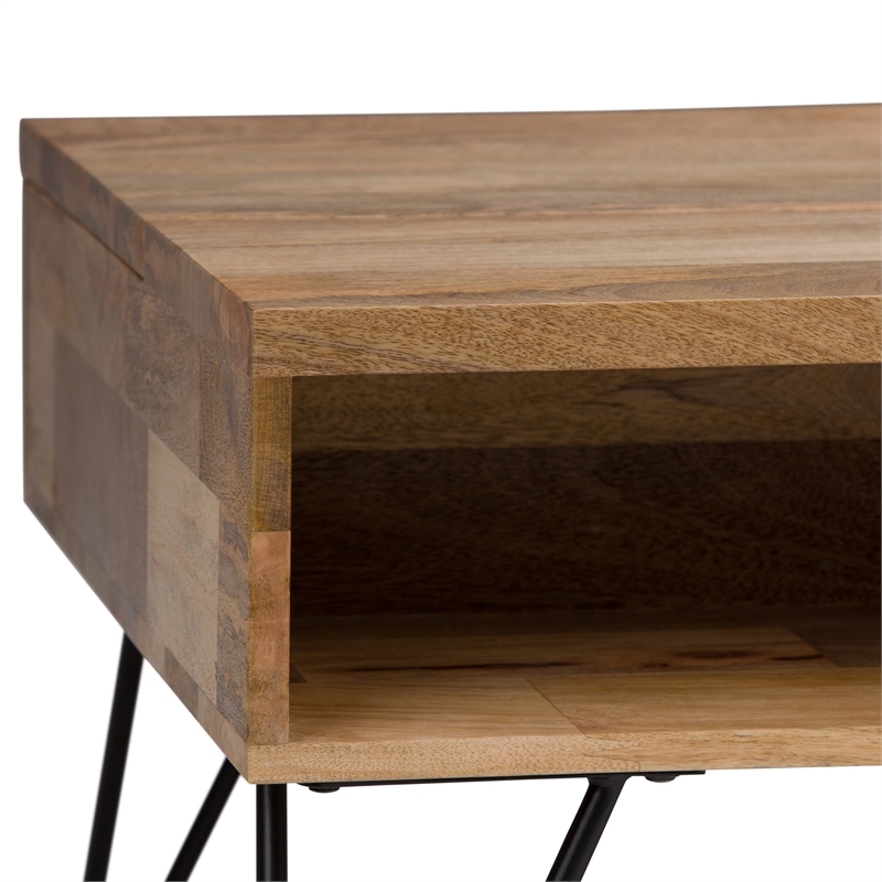 Pemberly Row Rectangle Lift Top Coffee Table in Mango Wood and Metal