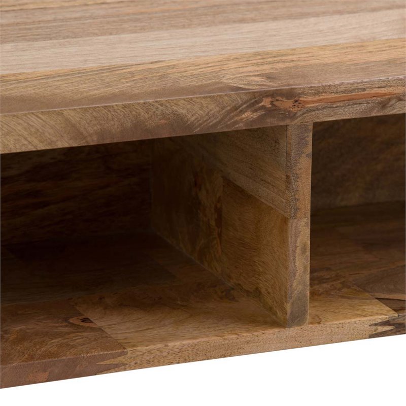 Pemberly Row Rectangle Lift Top Coffee Table in Mango Wood and Metal
