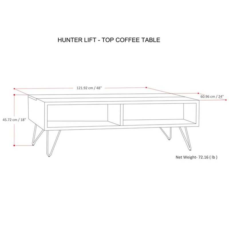 Pemberly Row Rectangle Lift Top Coffee Table in Mango Wood and Metal