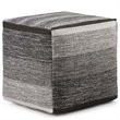 Pemberly Row Cube Pouf in Patterned Gray Melange Handwoven Cotton