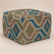 Pemberly Row Boho Round Pouf in Multi-Color Jute and Cotton