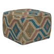 Pemberly Row Boho Round Pouf in Multi-Color Jute and Cotton