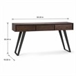 Pemberly Row Console Sofa Table Acacia Hardwood Distressed Charcoal Brown