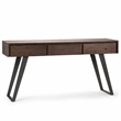 Pemberly Row Console Sofa Table Acacia Hardwood Distressed Charcoal Brown