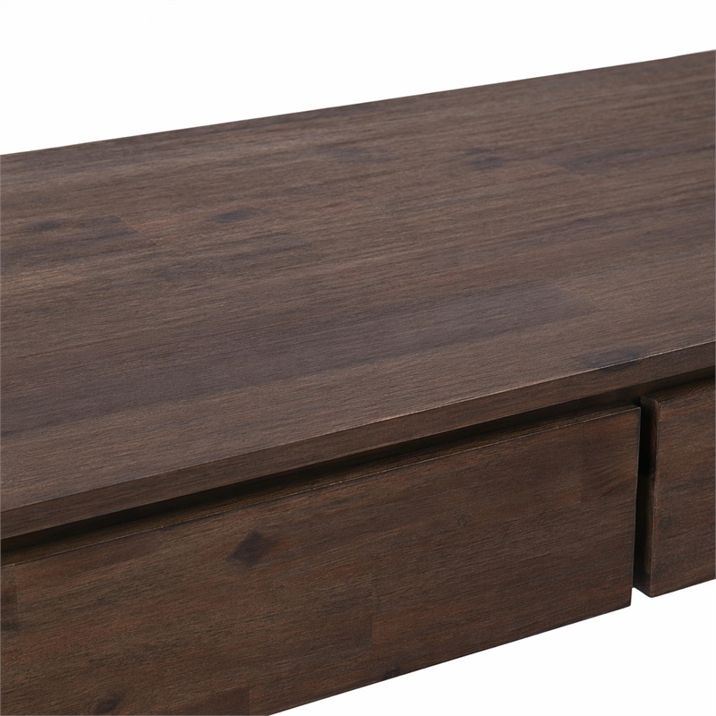 Pemberly Row Console Sofa Table Acacia Hardwood Distressed Charcoal Brown