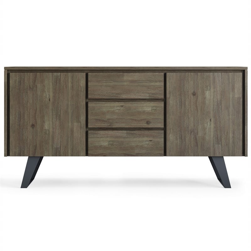 Pemberly Row Acacia Wood Sideboard Buffet in Distressed Gray Finish