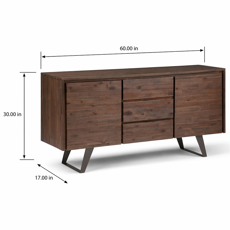 Pemberly Row Sideboard Buffet in Distressed Charcoal Brown with Storage