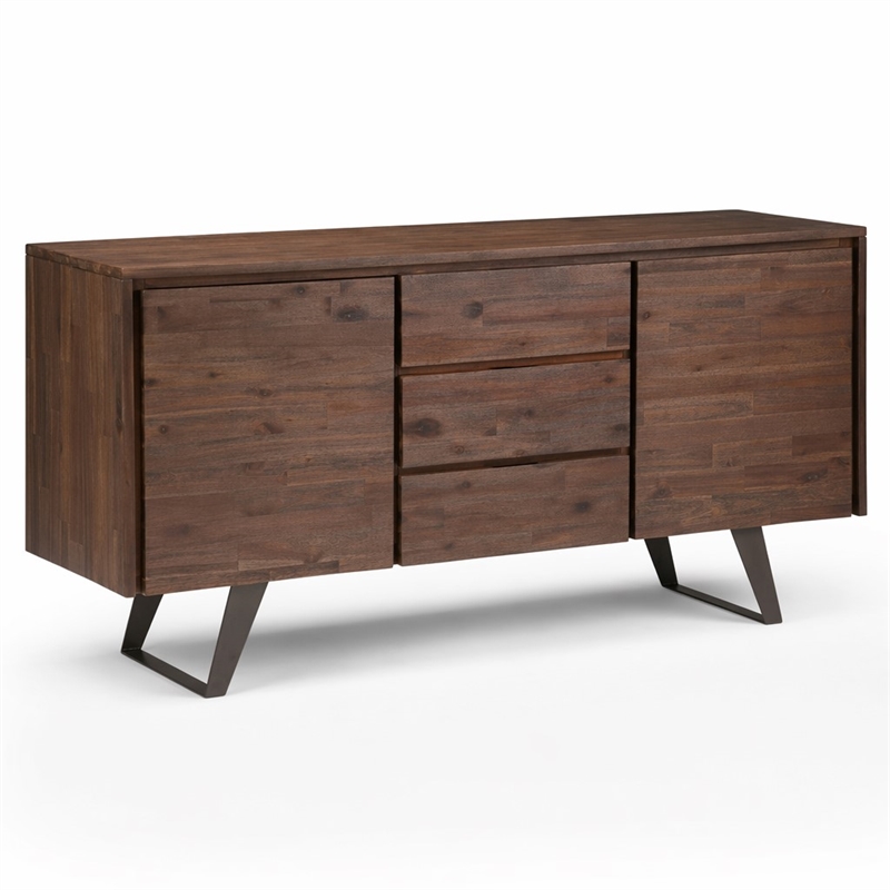 Pemberly Row Sideboard Buffet in Distressed Charcoal Brown with Storage