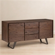 Pemberly Row Sideboard Buffet in Distressed Charcoal Brown with Storage