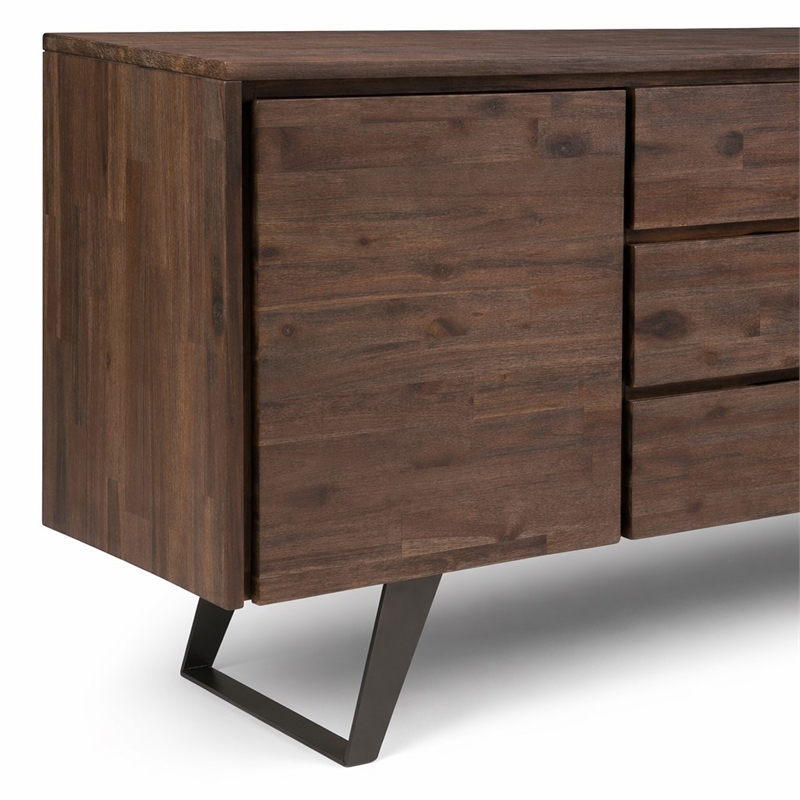 Pemberly Row Sideboard Buffet in Distressed Charcoal Brown with Storage