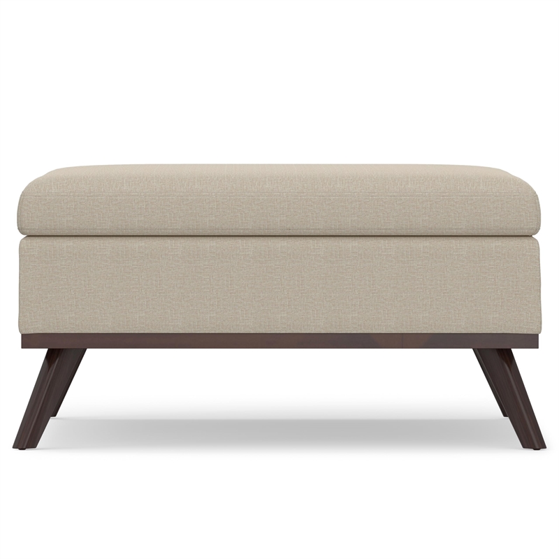 Pemberly Row 36in. Square Coffee Table Ottoman with Storage in Natural Fabric