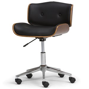 Pemberly Row Swivel Bentwood Office Chair Adjustable Feature in Black