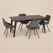 Pemberly Row Draper 5-Piece Dining Set in Grey Fabric and Walnut Veneer