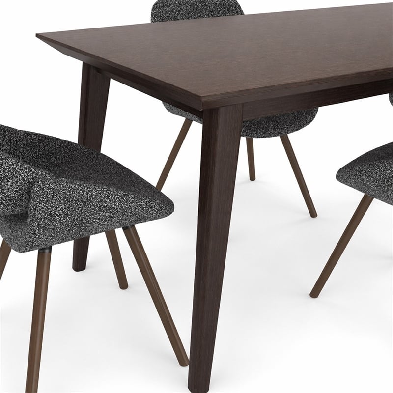 Pemberly Row Draper 5-Piece Dining Set in Grey Fabric and Walnut Veneer